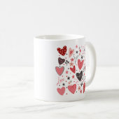 Valentijnse thema rode harten koffiemok (Voorkant rechts)