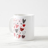 Valentijnse thema rode harten koffiemok (Voorkant links)