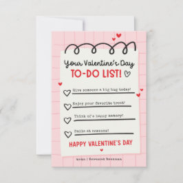 Valentijnse to-do lijst Kinder klaslokaal Valentij Kaart