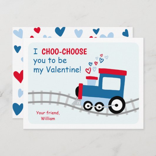 Valentijnse treinklasse feestdagenkaart (Voorkant / Achterkant)