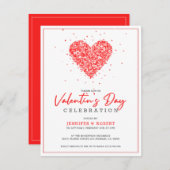 Valentijnse typografie en hartviering uitnodigen bedankkaart (Voorkant / Achterkant)