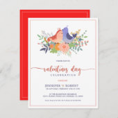 Valentijnse typografie en liefdevolle vogels nodig bedankkaart (Voorkant / Achterkant)