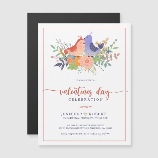 Valentijnse  typografie en Vogels in liefde uitnod (Voorkant / Achterkant)