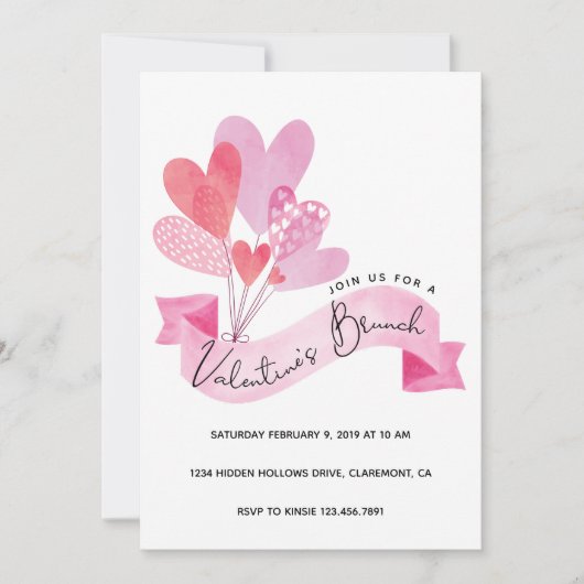 Valentijnse  Uitnodiging tot hartballonnen (Voorkant)