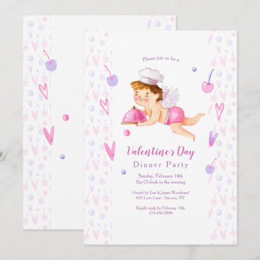 Valentijnse uitnodiging voor binnenpartij (Voorkant / Achterkant)