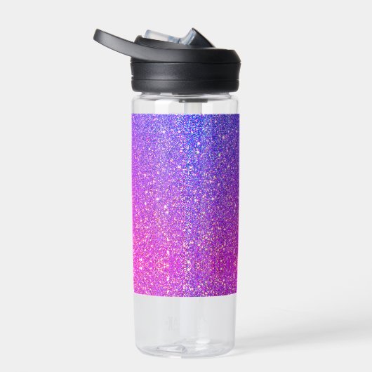 Valentijnse Unicorn Paars Roze Glitter Monogram Waterfles (Rechts)