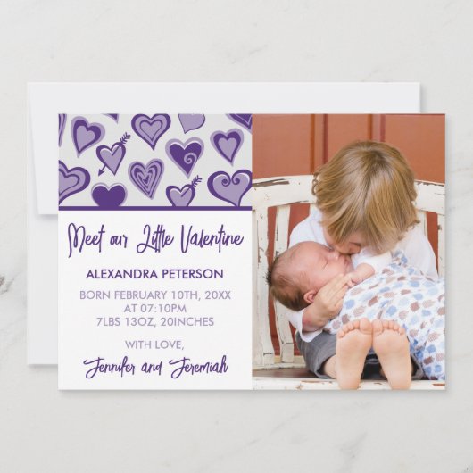 Valentijnse valentijn geboorte aankondiging onze k (Voorkant)