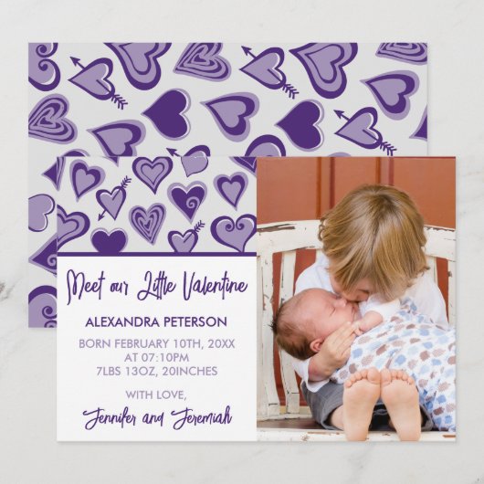 Valentijnse valentijn geboorte aankondiging onze k (Voorkant / Achterkant)