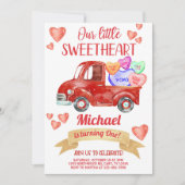 Valentijnse Valentijn jongen verjaardagsuitnodigin Kaart (Voorkant)