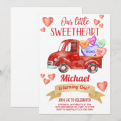 Valentijnse Valentijn jongen verjaardagsuitnodigin Kaart (Voorkant / Achterkant)