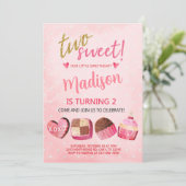 Valentijnse Valentijn meisje 2e verjaardagsuitnodi Kaart (Staand voorkant)