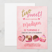 Valentijnse Valentijn meisje 2e verjaardagsuitnodi Kaart (Voorkant / Achterkant)