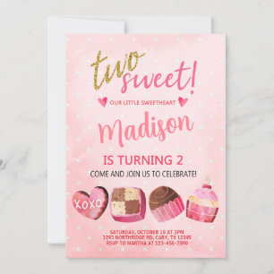Valentijnse Valentijn meisje 2e verjaardagsuitnodi Kaart
