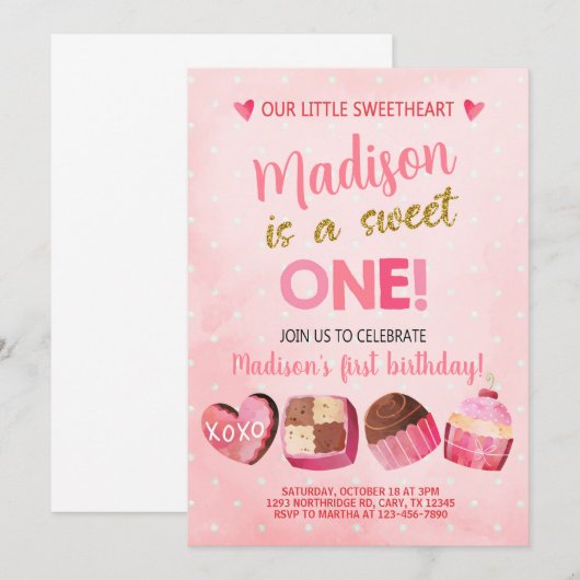 Valentijnse Valentijn meisje verjaardagsuitnodigin Kaart (Voorkant / Achterkant)