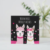 Valentijnse Valentijnen Whimsical Schattige lama's Kaart (Staand voorkant)