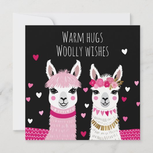 Valentijnse Valentijnen Whimsical Schattige lama's Kaart (Voorkant)