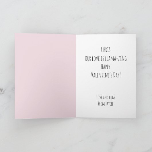 Valentijnse Valentijnen Whimsical Schattige lama's Kaart (Binnen)