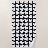 VALENTIJNSE VALENTIJNEN ZWARTE EN WITTE HARTS STRANDLAKEN (Voorkant)