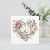  Valentijnse  van Floral Heart Kaart (Staand voorkant)