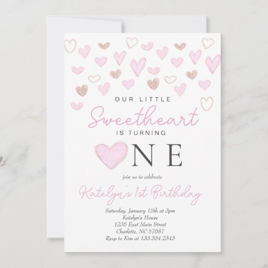 Valentijnse verjaardagsuitnodiging kaart (Voorkant)