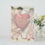  Valentijnse , Victoriaans engelen Cherubs hart Briefpapier (Staand voorkant)