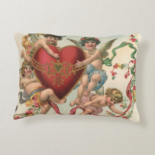 Valentijnse , Victoriaans engelen Cherubs hart Decoratief Kussen