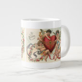 Valentijnse , Victoriaans engelen Cherubs hart Grote Koffiekop (Voorkant rechts)