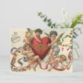  Valentijnse , Victoriaans engelen Cherubs hart Kaart (Staand voorkant)