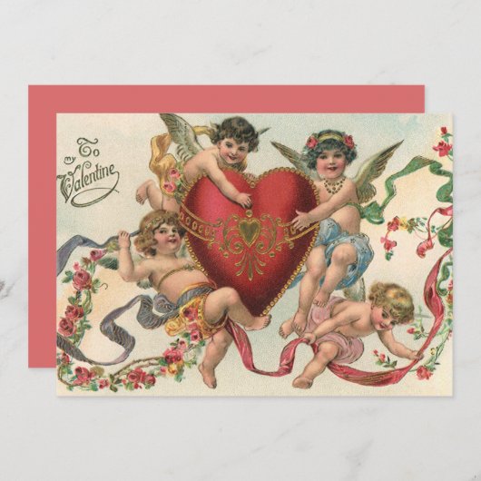  Valentijnse , Victoriaans engelen Cherubs hart Kaart (Voorkant / Achterkant)