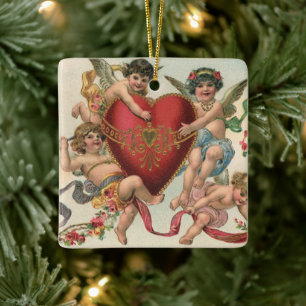  Valentijnse , Victoriaans engelen Cherubs hart Keramisch Ornament