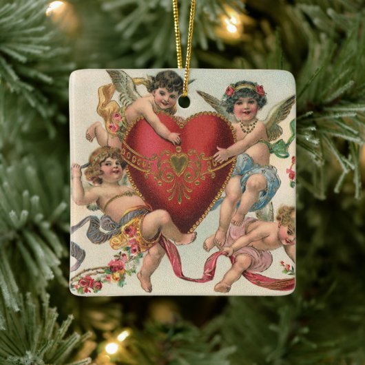  Valentijnse , Victoriaans engelen Cherubs hart Keramisch Ornament (Boom)