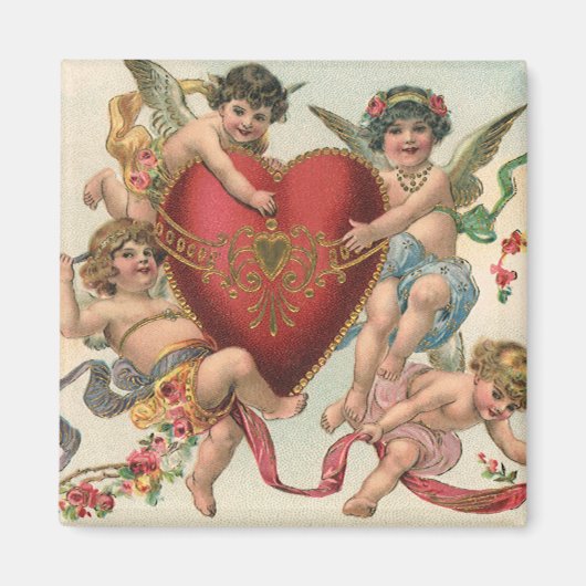  Valentijnse , Victoriaans engelen Cherubs hart Magneet (Voorkant)