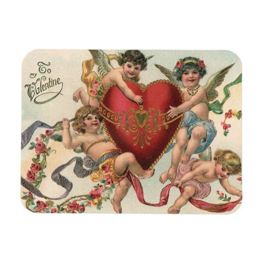  Valentijnse , Victoriaans engelen Cherubs hart Magneet (Horizontaal)