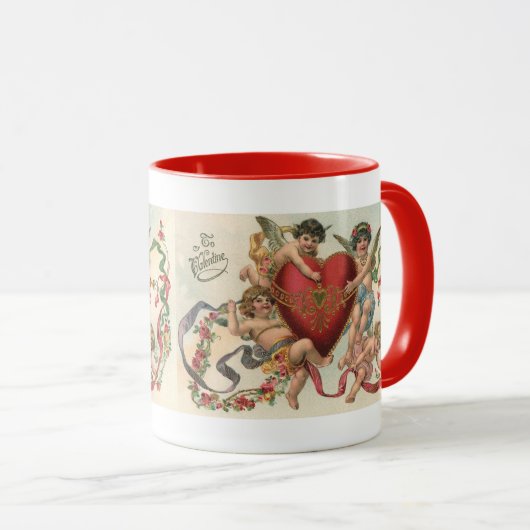  Valentijnse , Victoriaans engelen Cherubs hart Mok (Voorkant rechts)