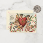  Valentijnse , Victoriaans engelen Cherubs hart Notitiekaartje (Voorkant / Achterkant in situ)