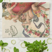 Valentijnse , Victoriaans engelen Cherubs hart Theedoek (Gevouwen)