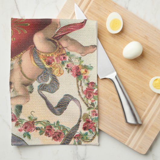  Valentijnse , Victoriaans engelen Cherubs hart Theedoek (Quarter Fold)
