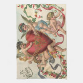 Valentijnse , Victoriaans engelen Cherubs hart Theedoek (Verticaal)