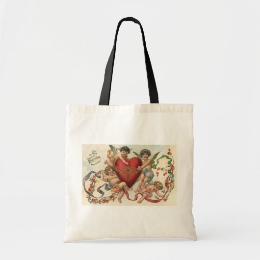 Valentijnse , Victoriaans engelen Cherubs hart Tote Bag (Voorkant)