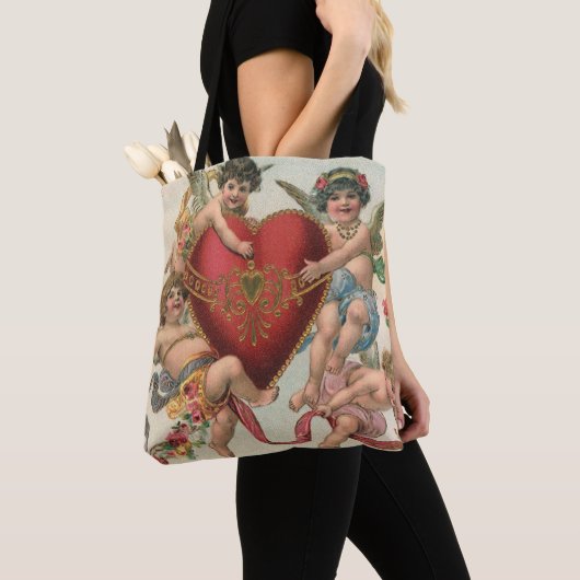  Valentijnse , Victoriaans engelen Cherubs hart Tote Bag (Dichtbij)