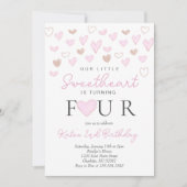 Valentijnse vierde verjaardagsuitnodiging kaart (Voorkant)