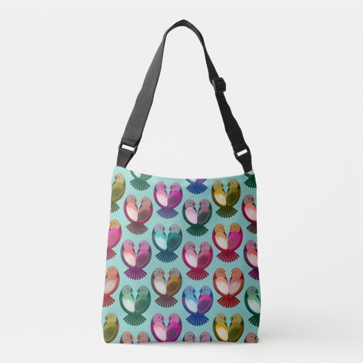 Valentijnse vogeltjes in de liefde crossbody tas (Voorkant)
