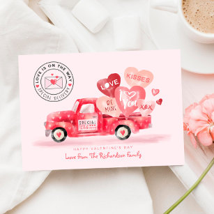 Valentijnse Vrachtwagen voor speciale levering, Re Feestdagen Kaart