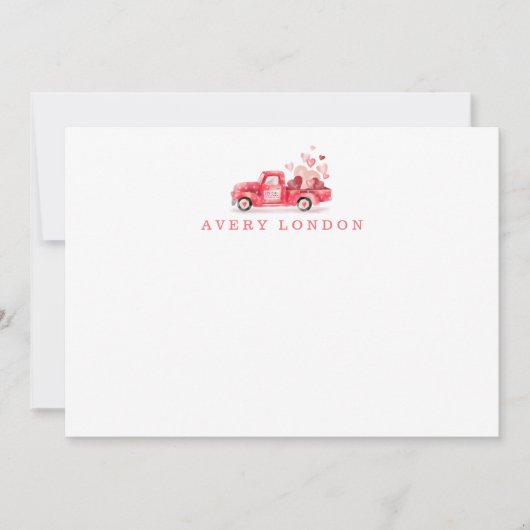 Valentijnse Vrachtwagen voor speciale levering, Re Notitiekaartje (Voorkant)