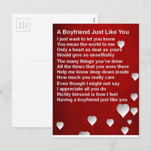 Valentijnse Vriendjesgedicht - White Hearts Design Feestdagenkaart (Voorkant / Achterkant)