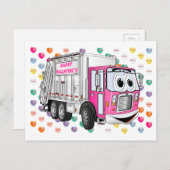 Valentijnse vuilniswagen 3D Feestdagenkaart (Voorkant / Achterkant)