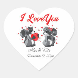 Valentijnse wasbeer hart sticker