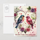 Valentijnse Waterverf vogels Feestdagenkaart (Voorkant / Achterkant)