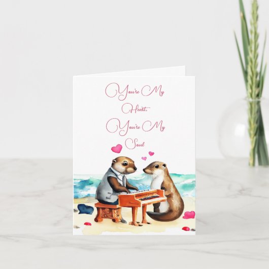 Valentijnse Wenskaarten Otters Notitiekaartje (Voorkant)