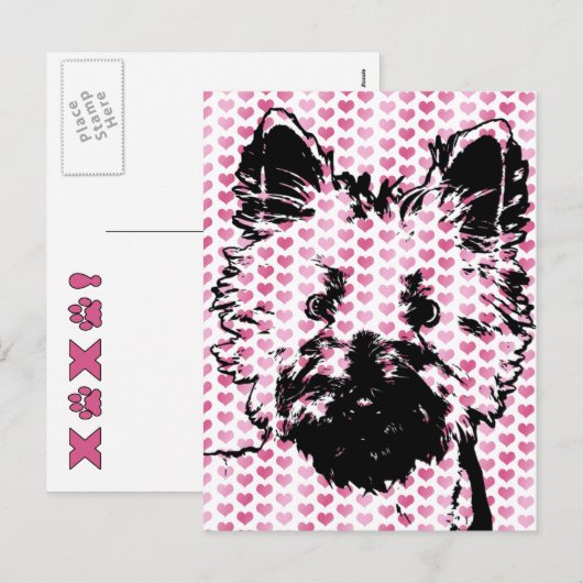 Valentijnse  - Westie Silhouette Feestdagenkaart (Voorkant / Achterkant)